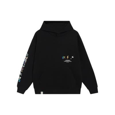 Li-Ning Wade Series Solid Color Letter Print Fleece-Lined Warm Long Sleeve Sweatshirt Unisex Tops Black AWDSI37-1