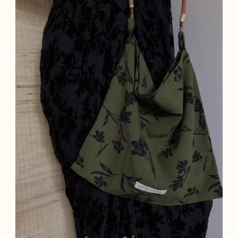 Fashion Tote Bags Women's Bags New Canvas Print Bag Niche Leisure Versatile High Capacity Retro Korean Niche Trend Shoulder Bags
