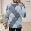 Women Plus Size Round Neck Long Sleeve Multicolor Printed Pullover Sweatshirt