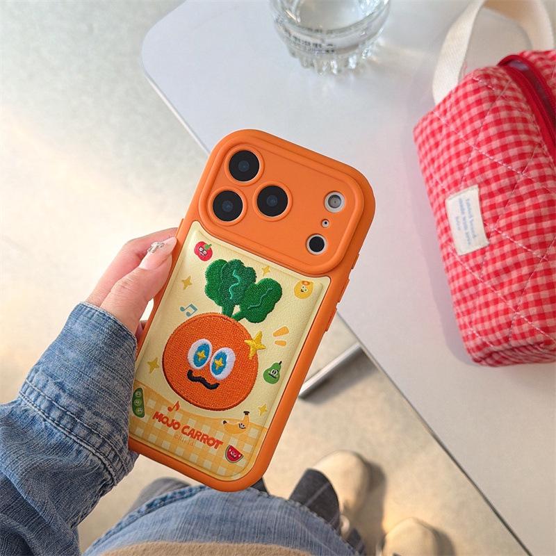 

Leather Embroidered Gourd Case for iPhone 17, 16 Pro Max, 15, 14 17