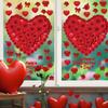 1 Sheet Happy Valentines Day Window Clings For Glass Window Red Rose Love Heart Window Clings Double Sided Visible Electrostatic Cling PVC Window