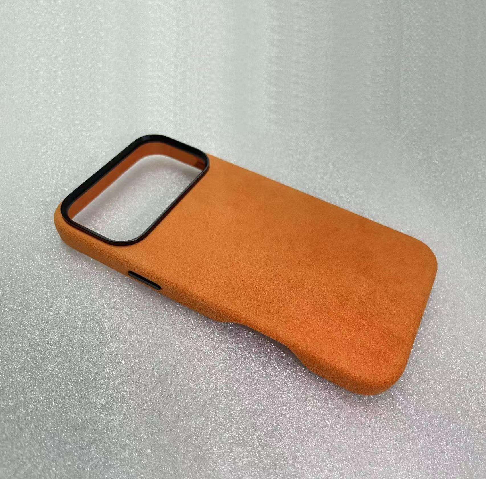 

Alcantara Suede Wireless Charging Case for iPhone 17 Pro Max 17Pro Phone Cover Metal Lens Al Button Position w/ Opening Designed iPhone17 Pro помаранчевий