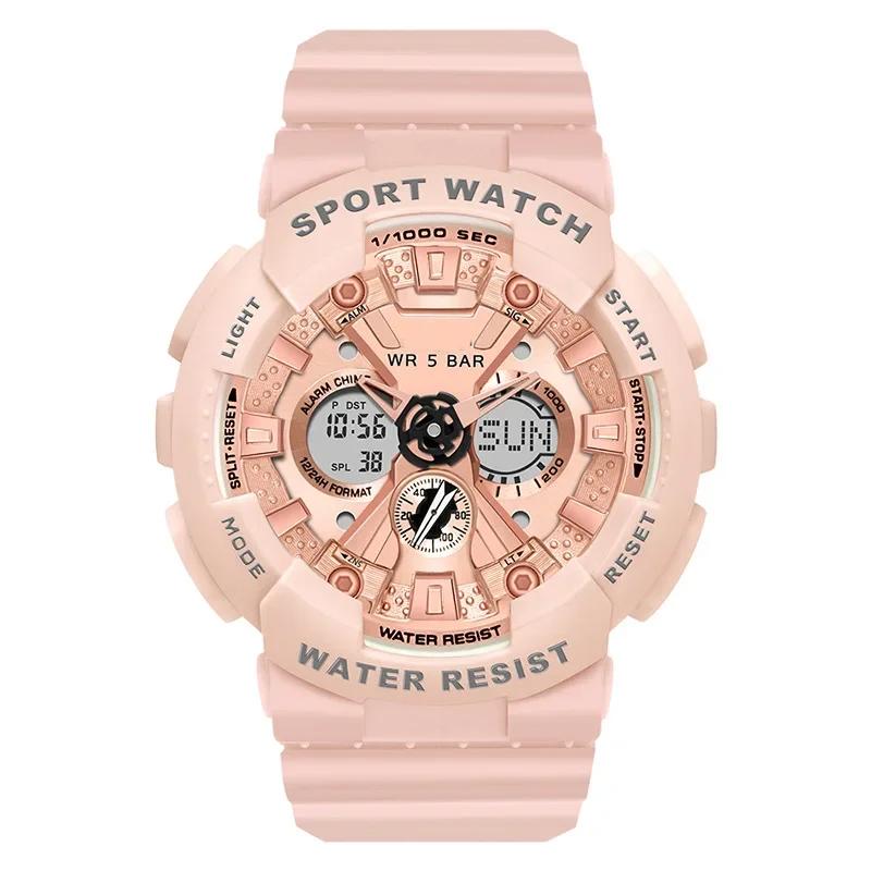 Female Elecrtonic Watch Middle School Student Sports Double Watch Temperament Wristwatch