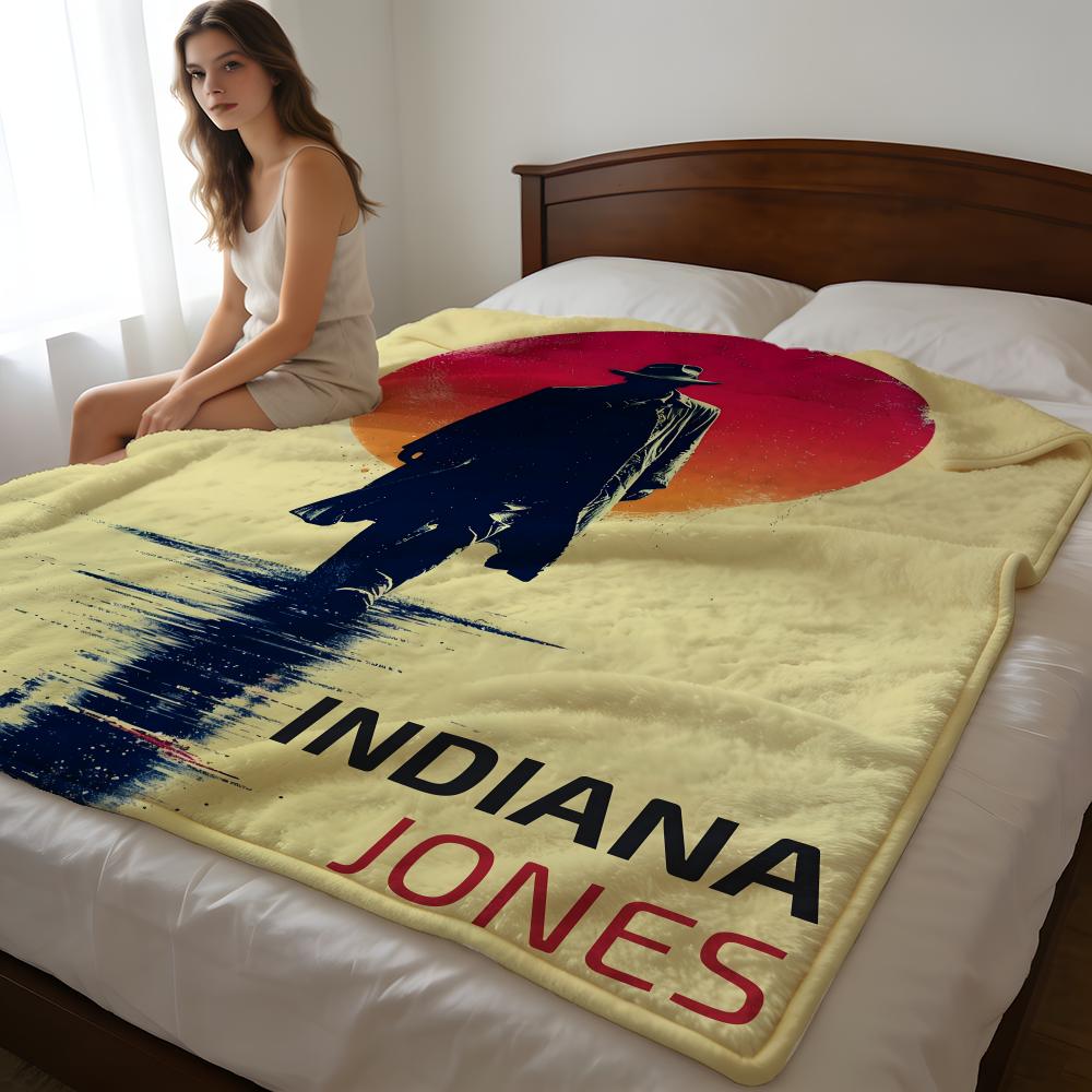 Throw High-Density Short Plush Blanket For Sofa Nap Air-Conditioned Room Soft Skin-Friendly Indiana Jones 75X95CM