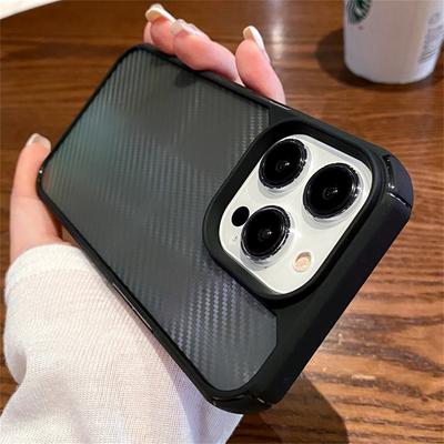 Coque de protection hybride de luxe en Fiber de carbone, étui de protection pare-chocs pour Iphone 14 13 12 11 Pro Max Plus X Xs Xr 7 8 Se Pc + armure Tpu