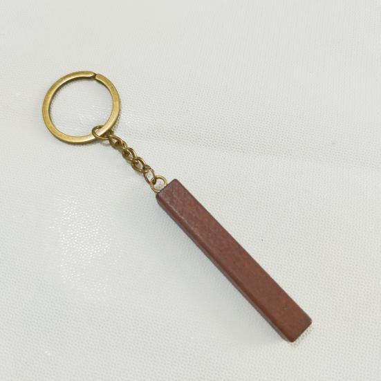 Wooden Keychain with Alloy Keyring Rectangular Pendant DIY Customization Painting Engraving Hot Stamping Key Chain Tags Bag Charm