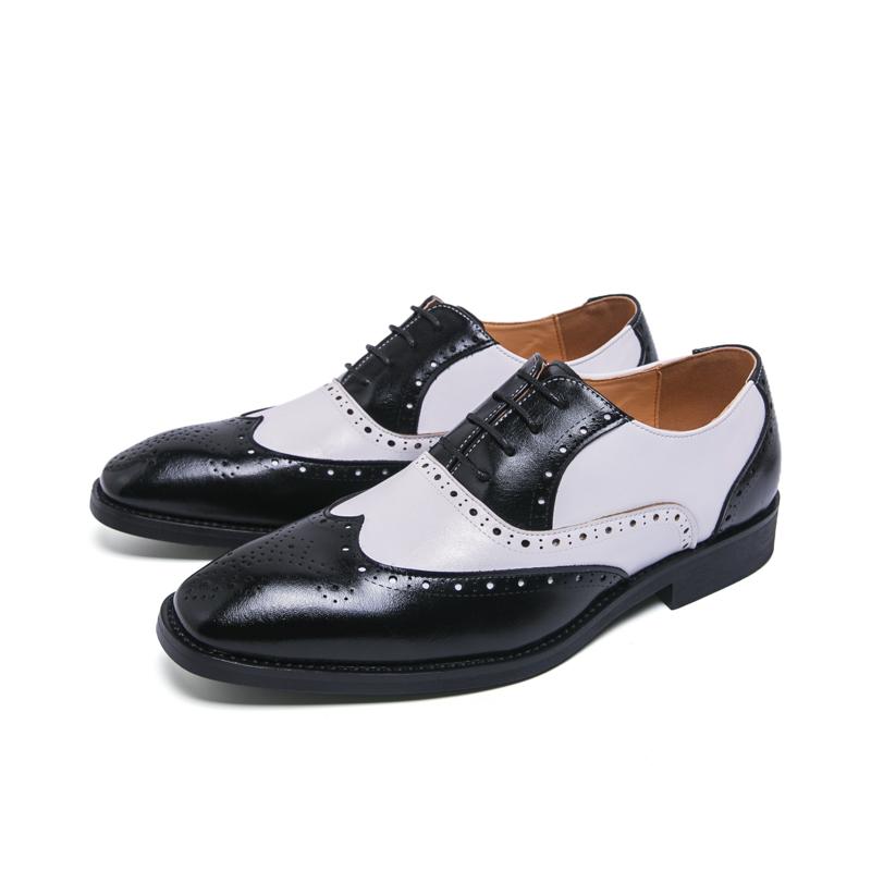 Classic Casual Business Shoes Men Retro White Brogues Leather Office Shoes Men Formal Social Wedding Dress Leather Oxford Shoes