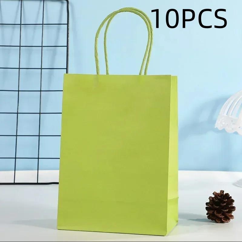 Candy Colorful Shopping Bags 10PCS Kraft Paper Gift Candy Bag Colored Hand-held Paper Bags Wedding Party Decoration Gift