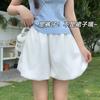 Women's Elastic Waist Bubble Shorts Loose Fit Wide Leg Shorts Solid Color Elegant Commuter Thin Casual Five Point Shorts