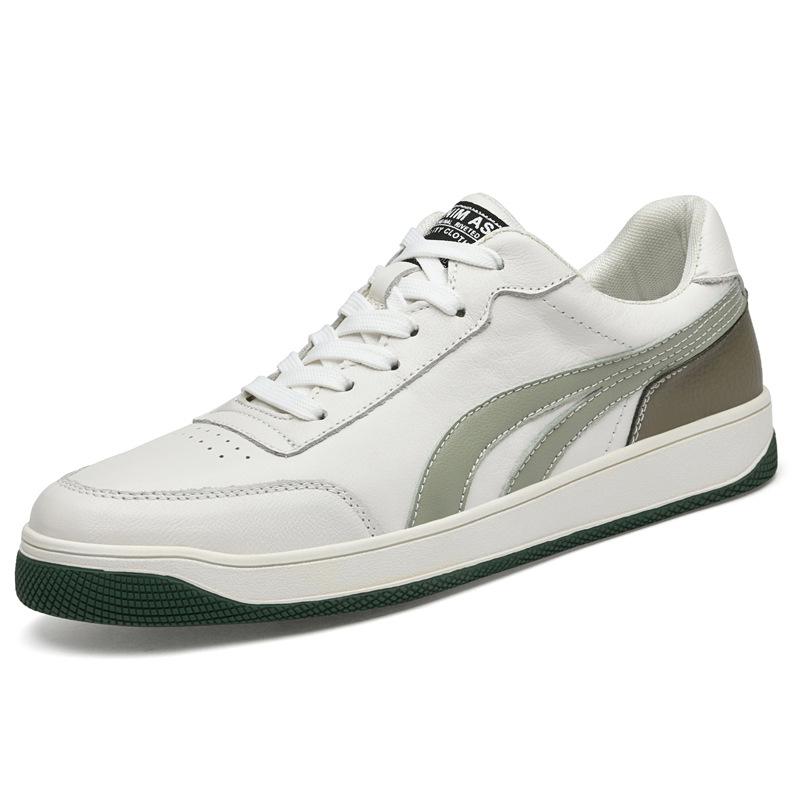 

1035 Men S Shoes Board Shoes Leather Casual Shoes Spring Low-Top First-Layer Cowhide Flat-Soled Sports Shoes Trendy Shoes 38 белый