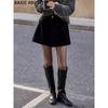 Basic House Women's High-Waist A-Line Wool Blend Shorts