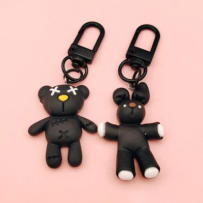 Cooler schwarzer Bär Schlüsselanhänger Kaffeetasse Flaschenverschluss Kaninchen Anhänger Auto Schlüsselanhänger Rucksack Charms Tasche Dekor Zubehör