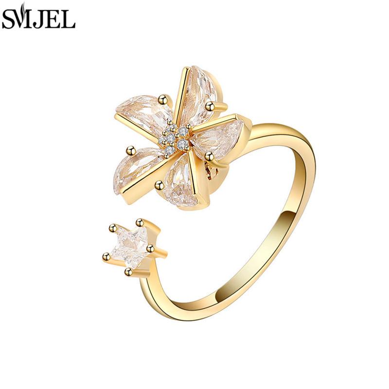 Etnisk Mote Tusenfryd Blomst Angstring Justerbar Dame Jenter Bekymring Stresslindring Smykker Spinnende Fidget-ringer Festgaver