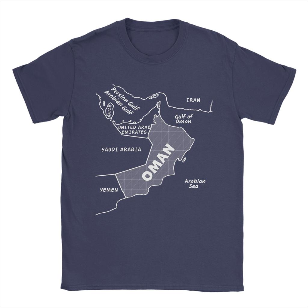 Men TShirts Oman Map Minimalist Line Art Vintage Cotton Tees Short Sleeve Arabian Peninsula Geography T Shirt Clothing
