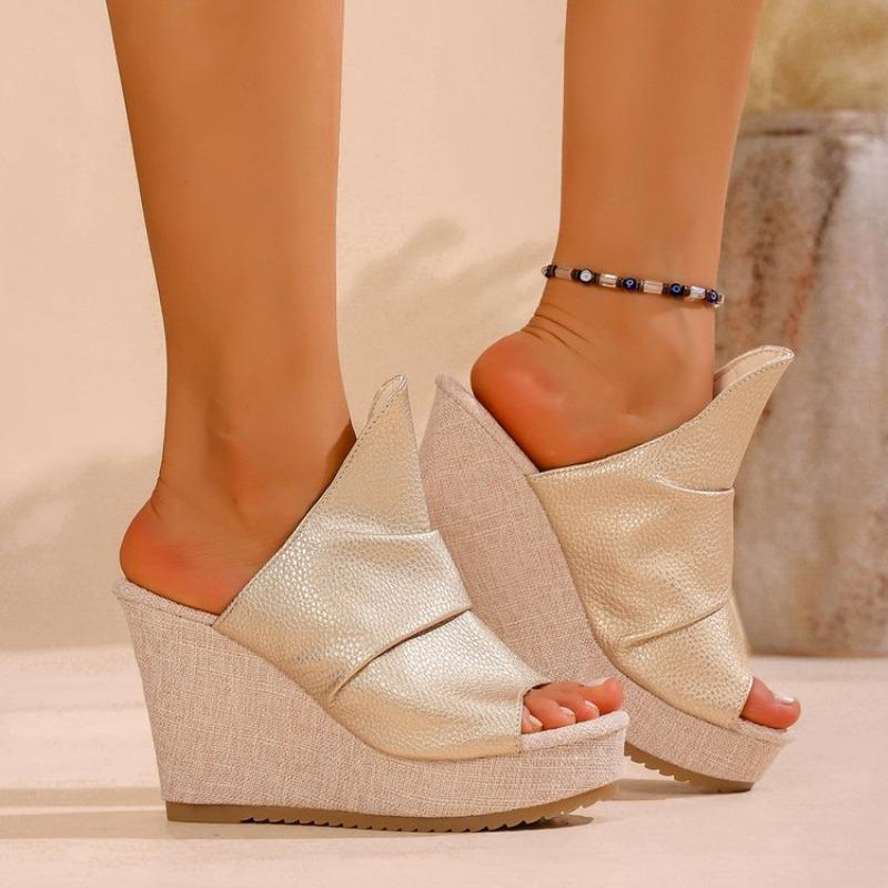 Women New Elegant and High Quality Wedges Slippers Designer Heeled Sandals 2026 Autumn Comfortable and Versatile Pumps Slides