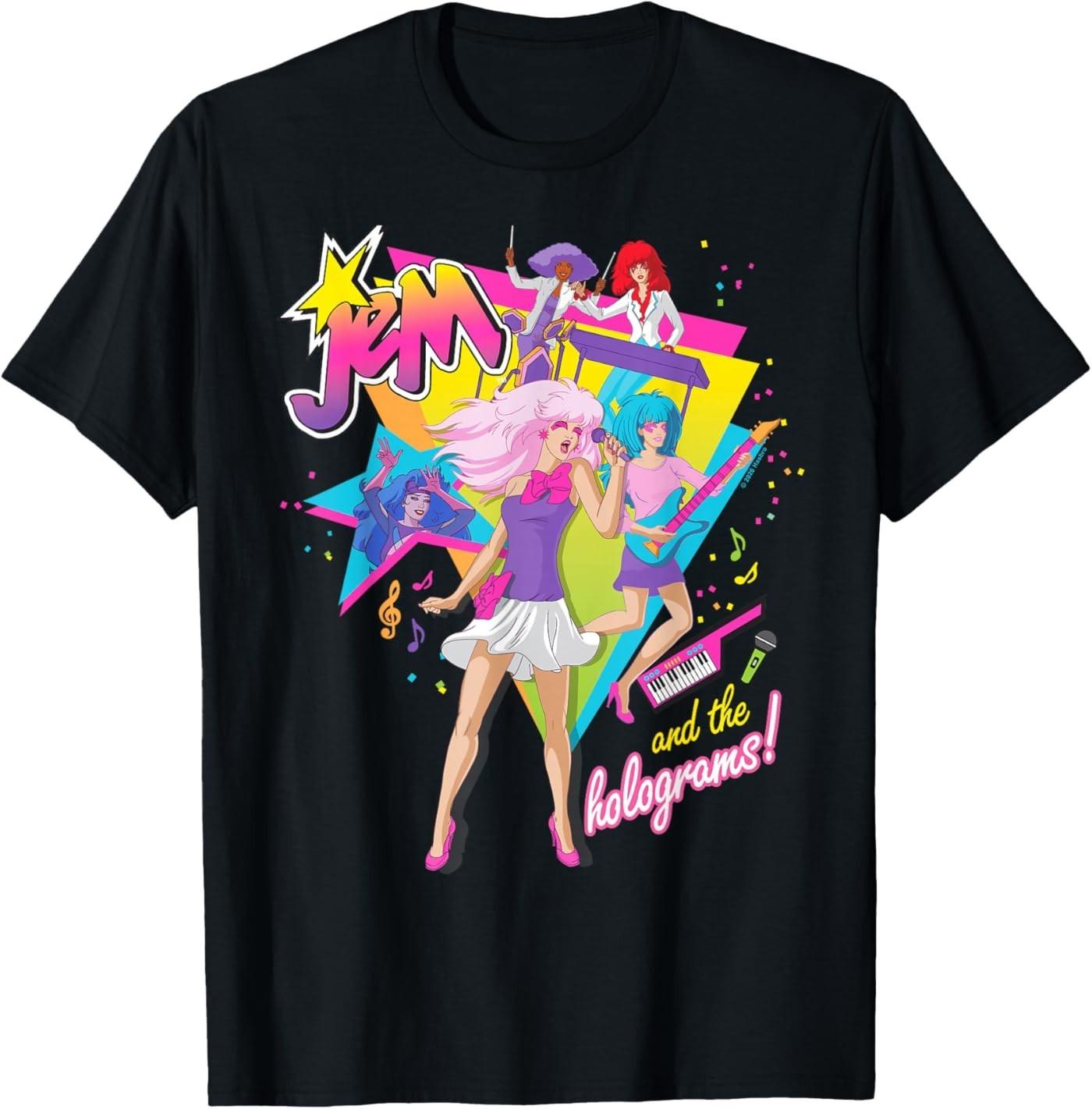 Jem and The Holograms Full Band Rocking Out 80 s Rock Retro Unisex T-Shirt S разноцветный