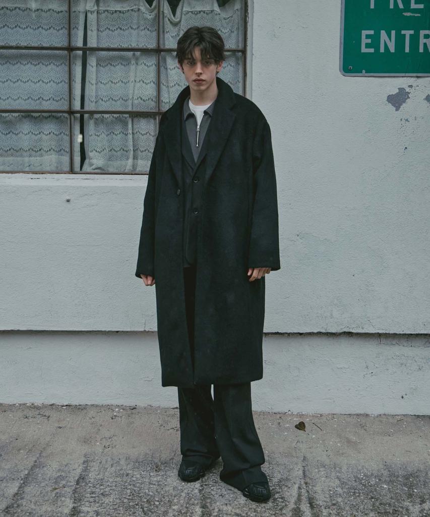 Lad Edition Drop Shoulder Long Wool Coat_Black