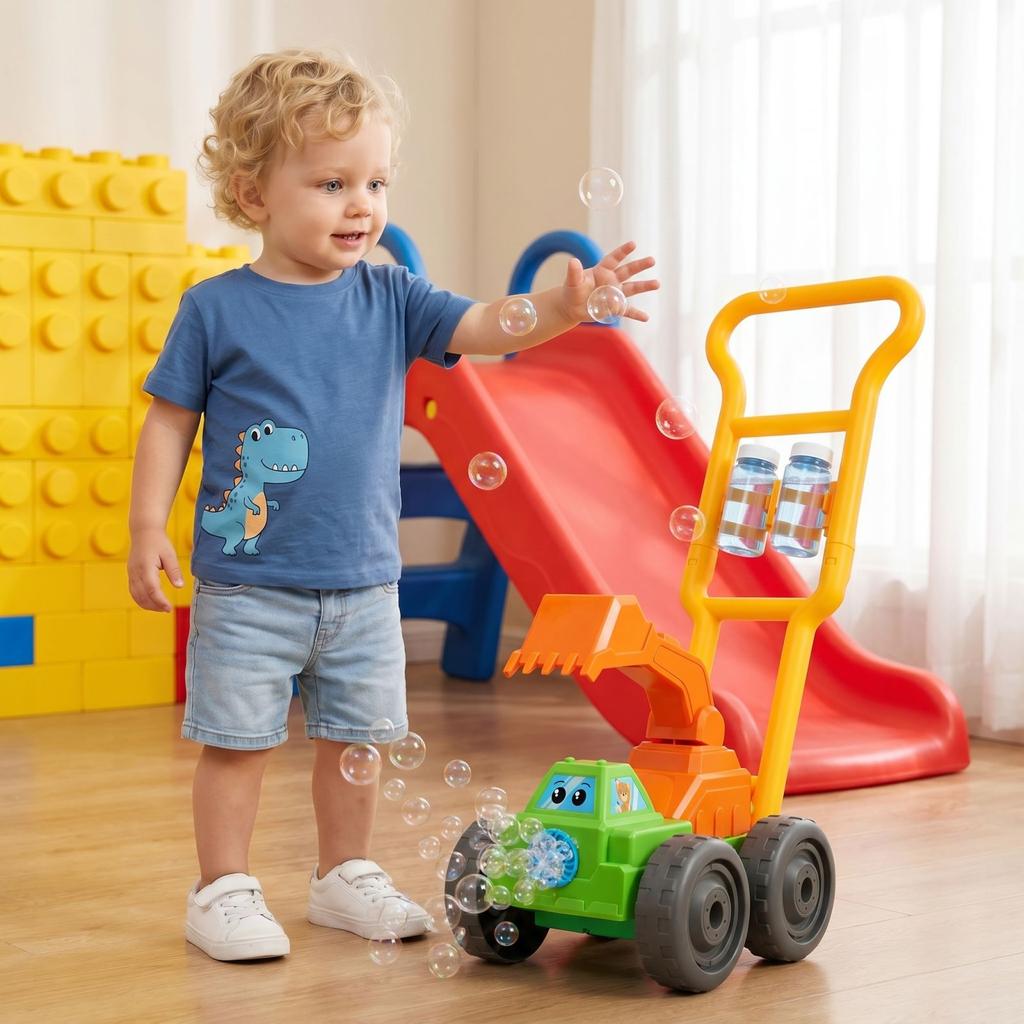 160ML Bubble Machine Bubble Gun with Push Handle Multifunctional Automatic Bubble Blower Bubble Maker for Toddlers and Children Outdoor Play