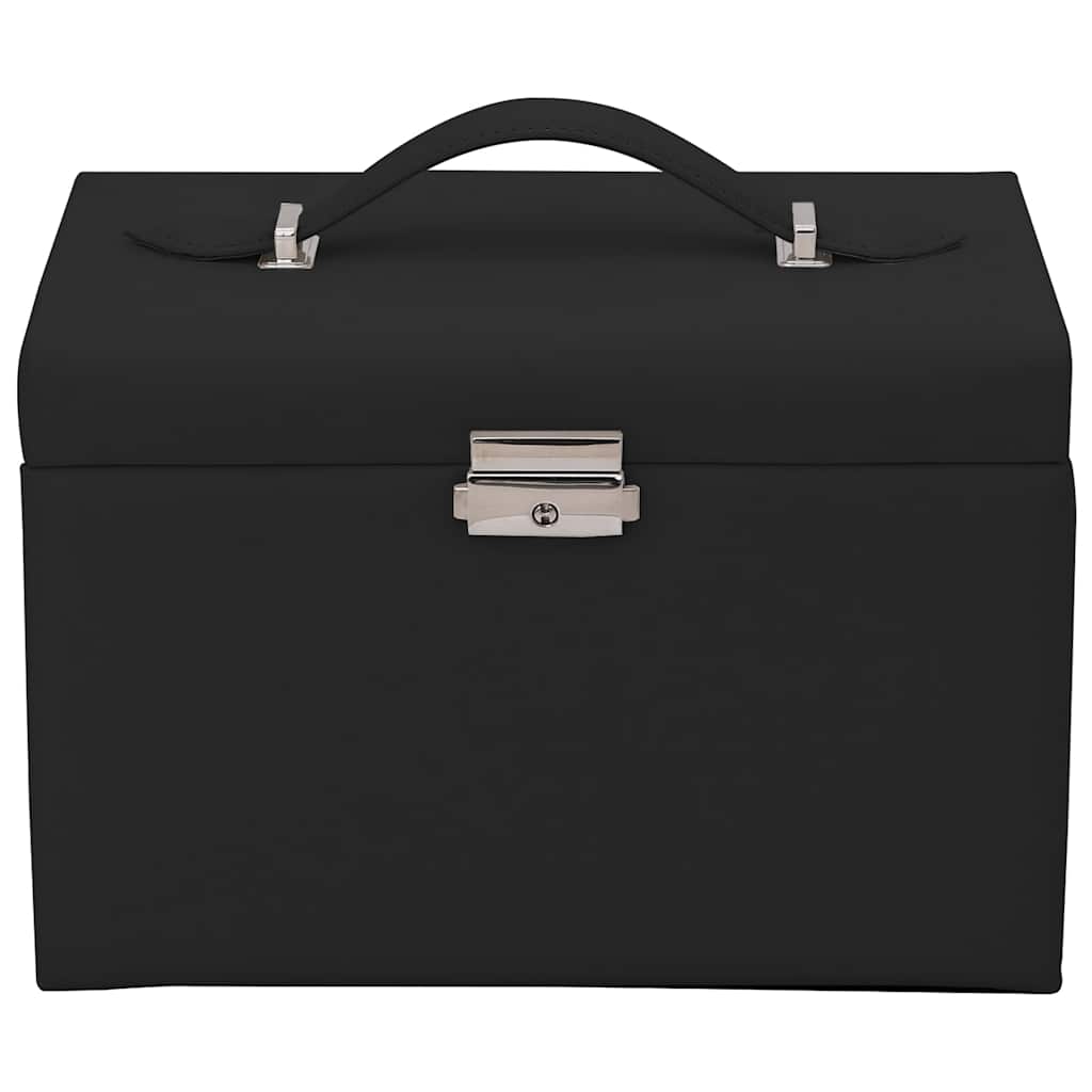 4 Tier Jewelry Box with Mirror Lockable Black