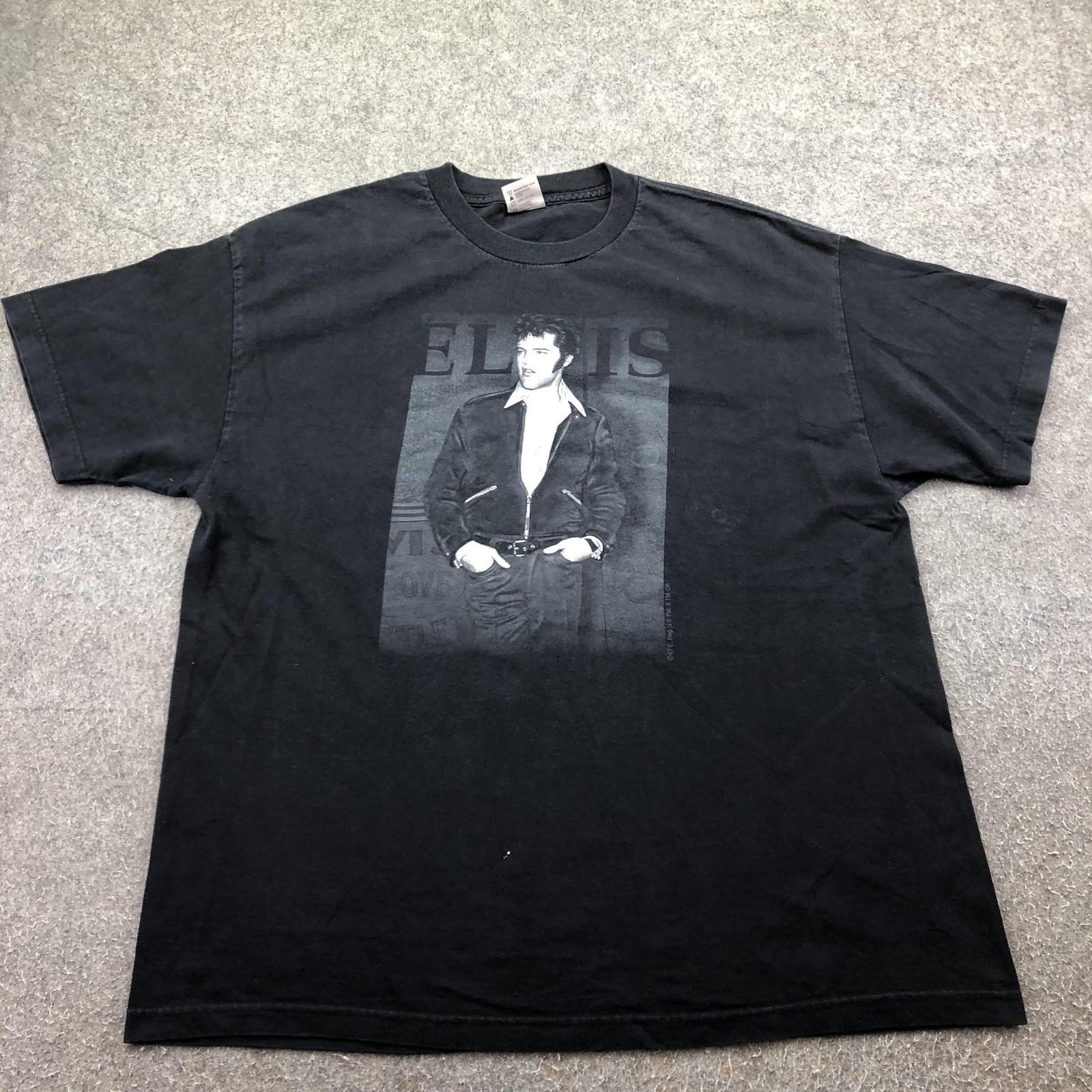 Vintage Elvis Presley Shirt Mens XL Black Photo Graphic Tee Rock Alstyle Music Unisex T-Shirt S
