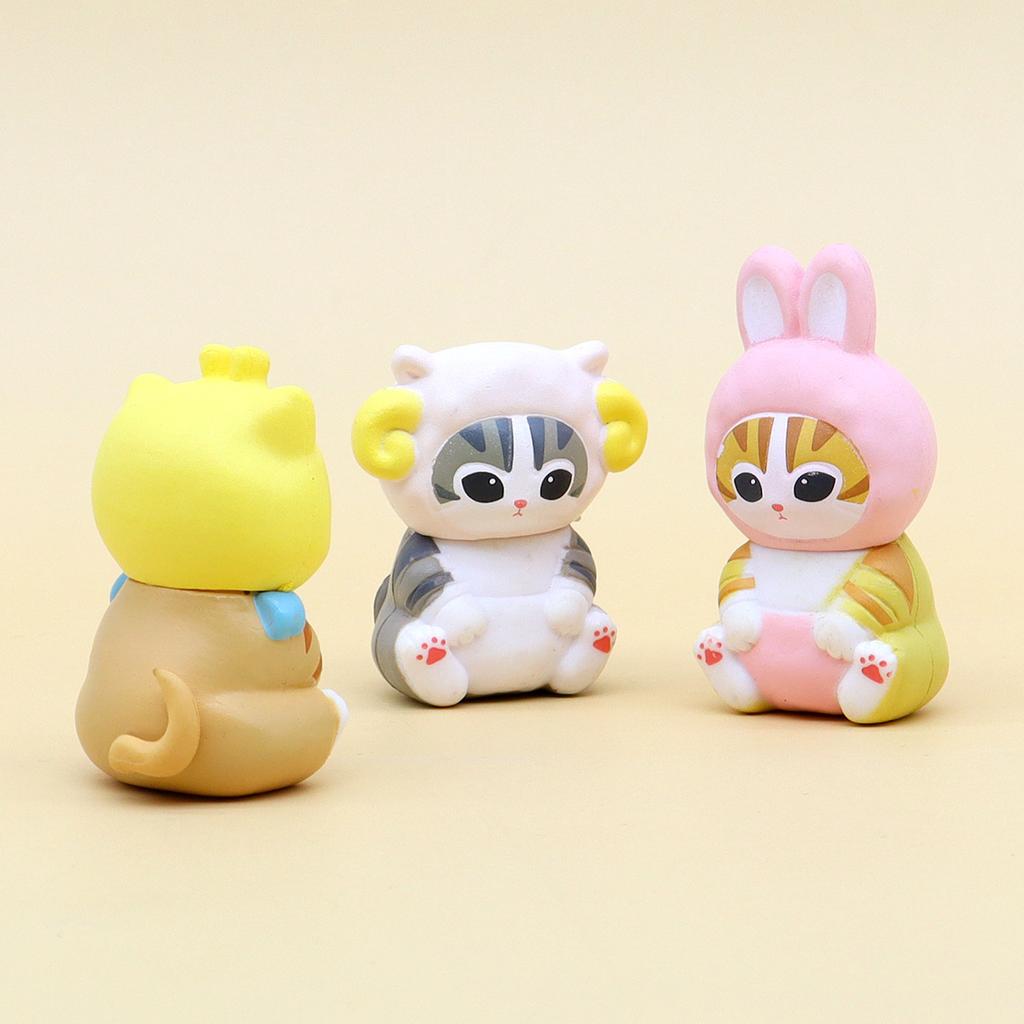 Cat Wearing Headgear Cute Animal Costume Model Pvc Figure Decoration Doll Capsule Toy Gift
