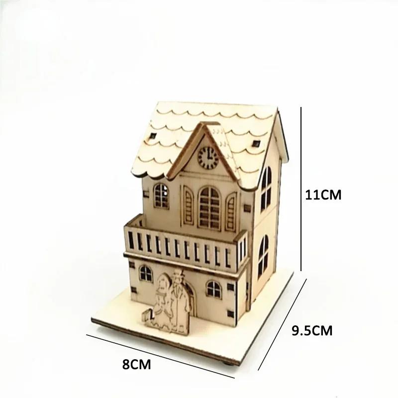 

Рождественские украшения Светящийся бревенчатый домик Снежный домик Рождественская елка Домашний декор для рабочего стола Наборы для DIY подарков Украшения для окон Милые поделки из дерева