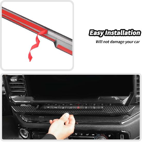 JeCar for Silverado Carbon Fiber Interior Center Console Dash Panel Trim Overlay for 2022 2023 2024 2025 2026 Chevrolet Chevy Silverado