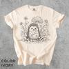 Hedgehog Linocut Shirt Comfort Color, Retro Woodland Animal Shirt, Mushroom Forest Shirt, Cottagecore Nature Shirt, Boho Shamrock Floral Tee