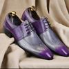 Lila Farbkombination Britische Business Spitze Leder Schuhe Herren Mode Derby Dress Pendler Büro Trend Hochzeitsschuhe