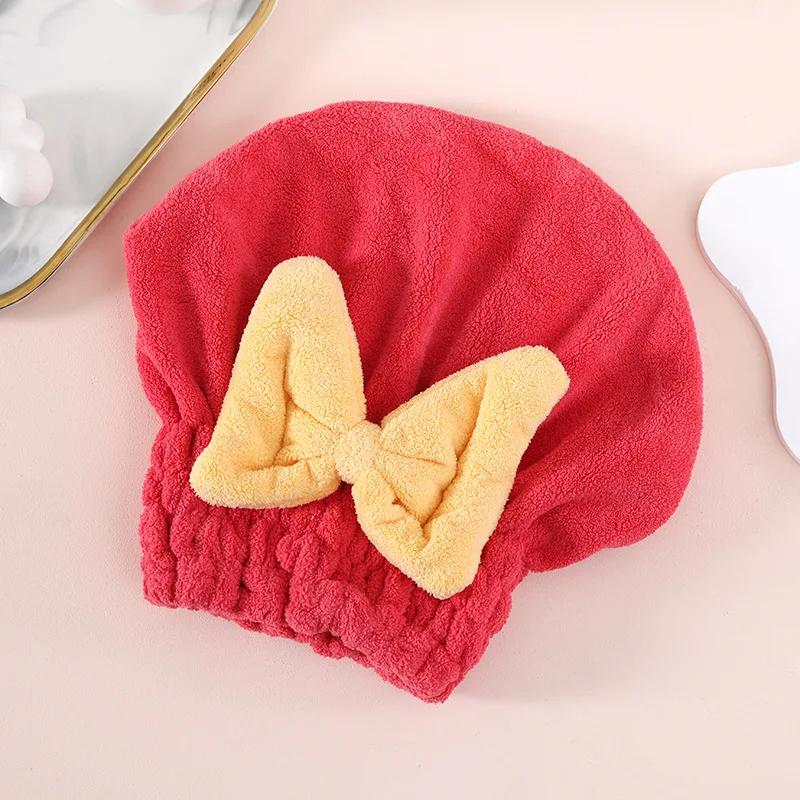 Super Absorbent Bath Cap Women's Quick Dry Cap Cute Bow Towel Bath Cap Dry Hair Cap Bathroom Accessories