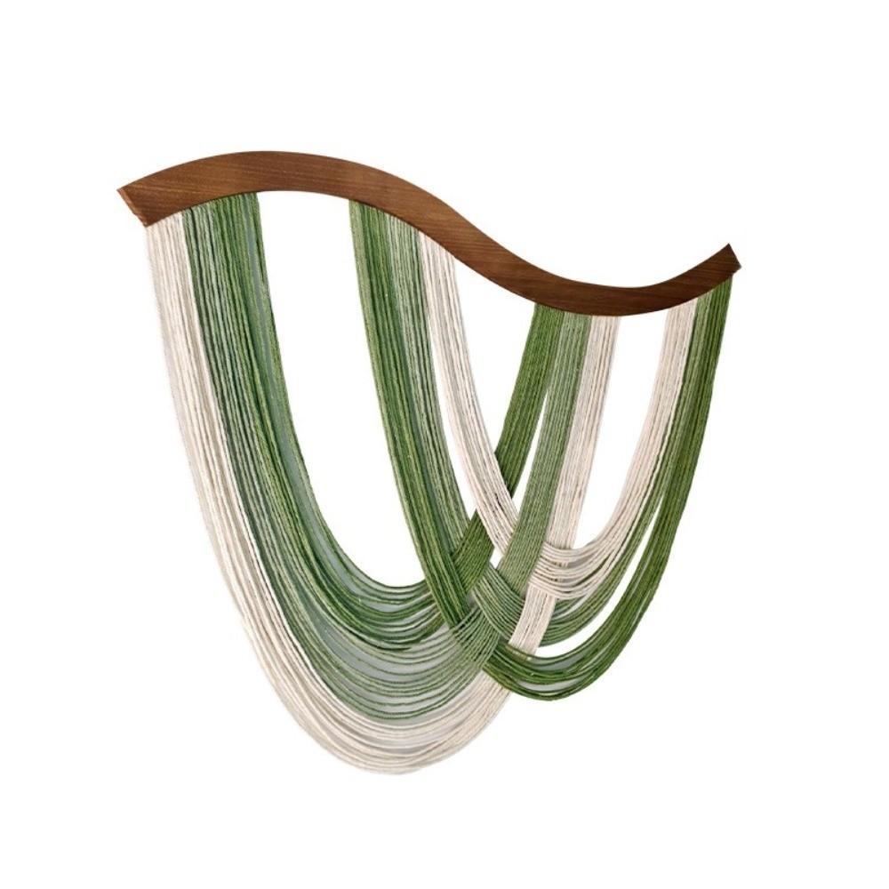 Green Beige Tassels Large Wall Hanging Boho Handwoven Tapestry Tassel Wall Hanging For Home Room