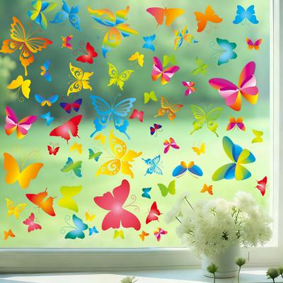 2026 Neue bunte Schmetterlings-Statikfolien-Sticker für Zuhause, Schlafzimmer, Wand, Fensterdekoration, ohne Rückstände