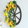 Słonecznikowa Girlanda z Kokardek Ozdoby Sztuczny Kwiat Drewniane Koło Wiszące na Drzwi Dekoracja Ścienna
