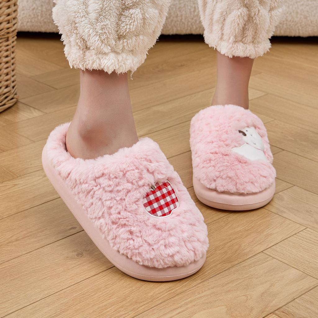 Niedliche Damen Hausschuhe Plüsch Warm Dicke Sohle Pantoletten Atmungsaktiv Weich Rutschfest Hausschuhe Innen Außen Herren Freizeit Hausschuhe
