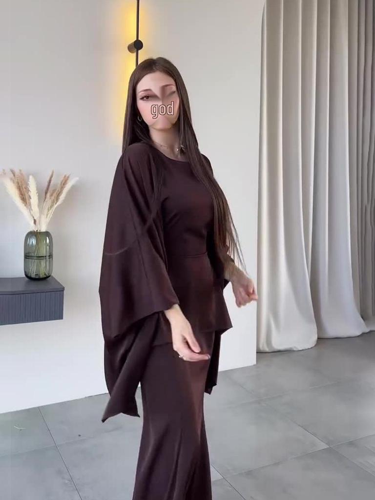 Vestido Largo de Manga Larga Holgado para Mujer Primavera 2025