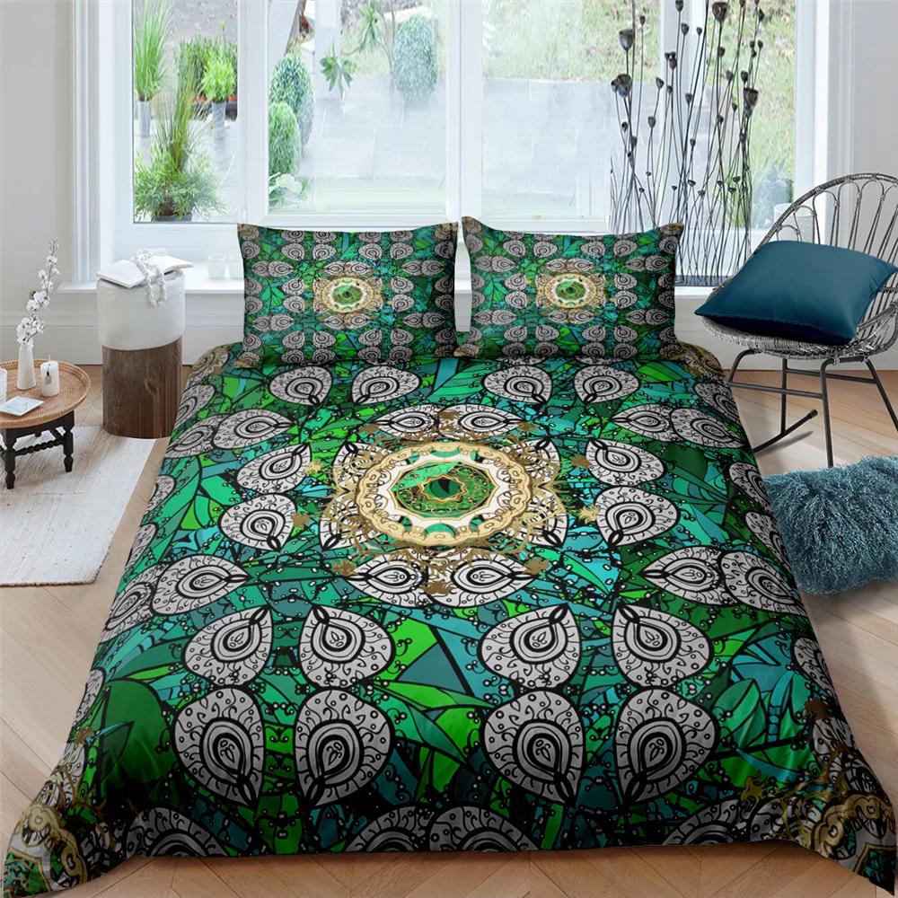 Exotic Geometric Duvet Cover Set Luxury Mandala Bedding Set Colorful Abstract Art Polyester Quilt Cover Queen Comforter Cover
