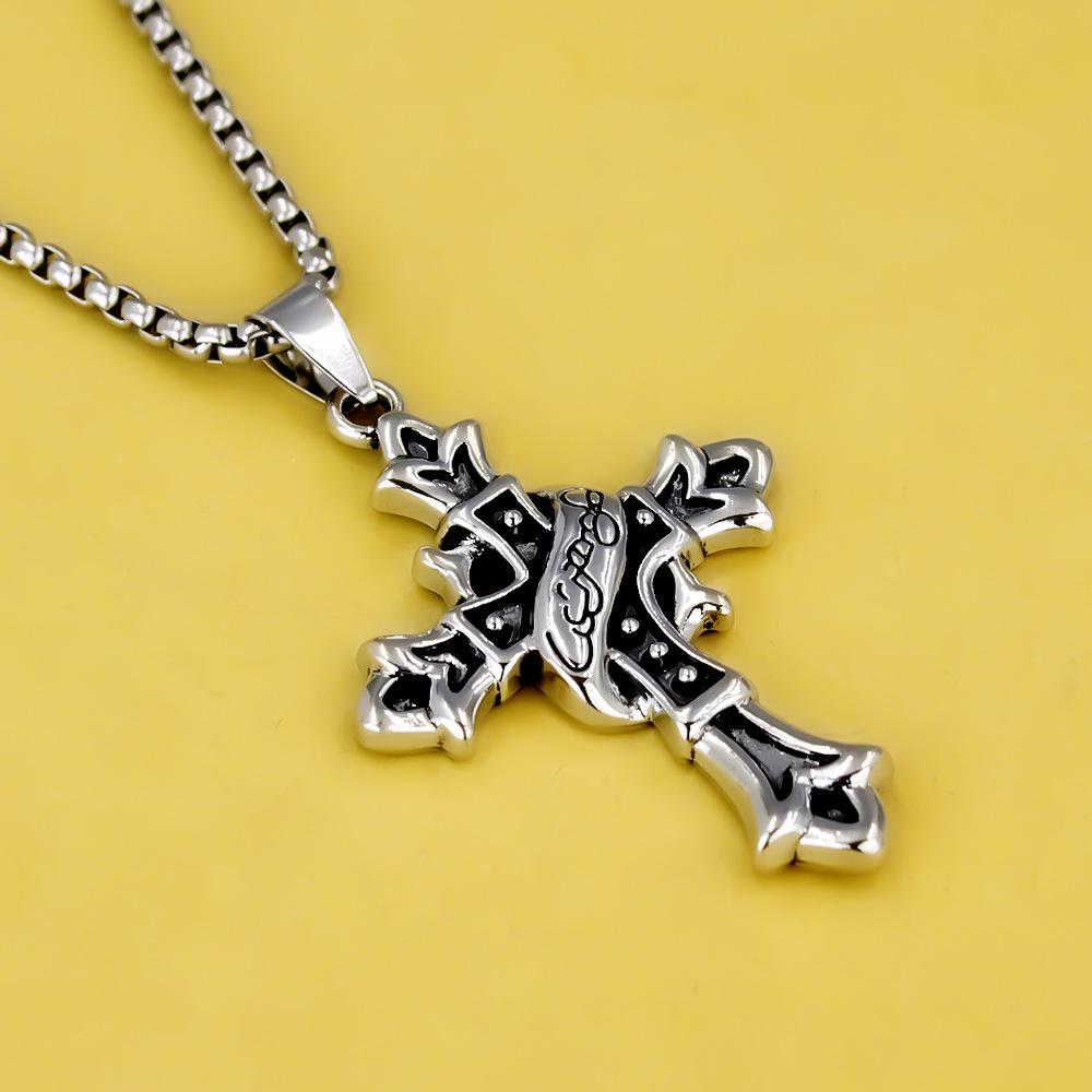 Antique Titanium Steel Viking Cross Necklace For Men Fade Resistant Pendant Jewelry