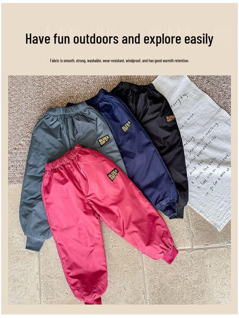 Kids' Winter Thickened Down Pants: Stylish, Warm Outerwear for Boys and Girls in Small, Medium, Large Sizes
