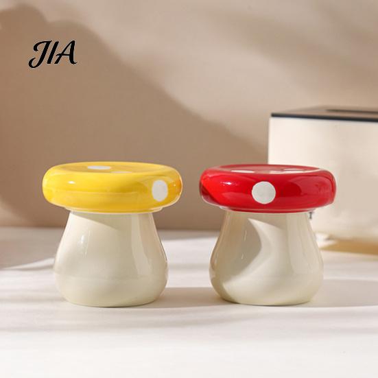 Mushroom Toothpick Box Ceramic Holder, Cotton Swabs Dental Floss Container, Shape Storage for Home and Kitchen Countertop Desktop