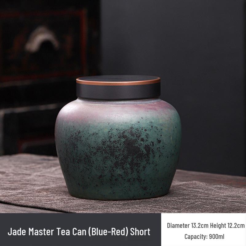 Gilded Ceramic Tea Canister: Moisture-Proof Retro Storage for Pu'er Tea - High-Grade Souvenir Box