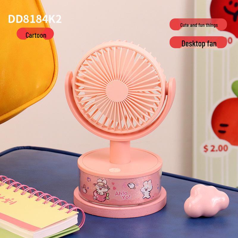 

2026 Portable USB Rechargeable Desk Fan with Light for Summer Office - New Cartoon Design Custom/Wholesale/Cross-border