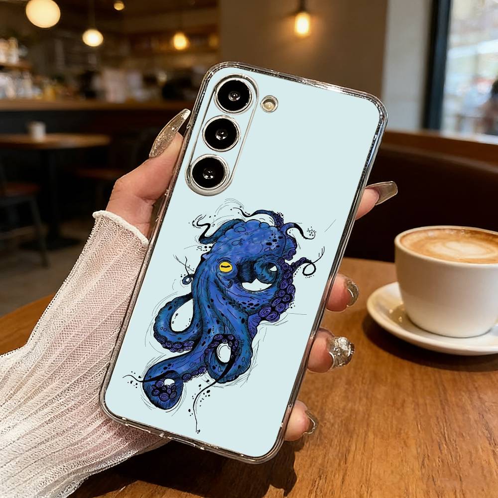 O-Octopus S-Sea Animals O-Ocean Phone Case For Samsung S25,S24,S21,S22,S23,S30,Ultra,S20,Plus,Fe,Lite Transparent Cover