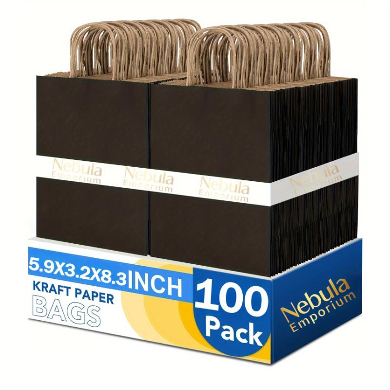 

100 pack Paper Gift Bags with Handles - Premium Quality Packaging for Weddings, Parties, New Year, Christmas, and Halloween