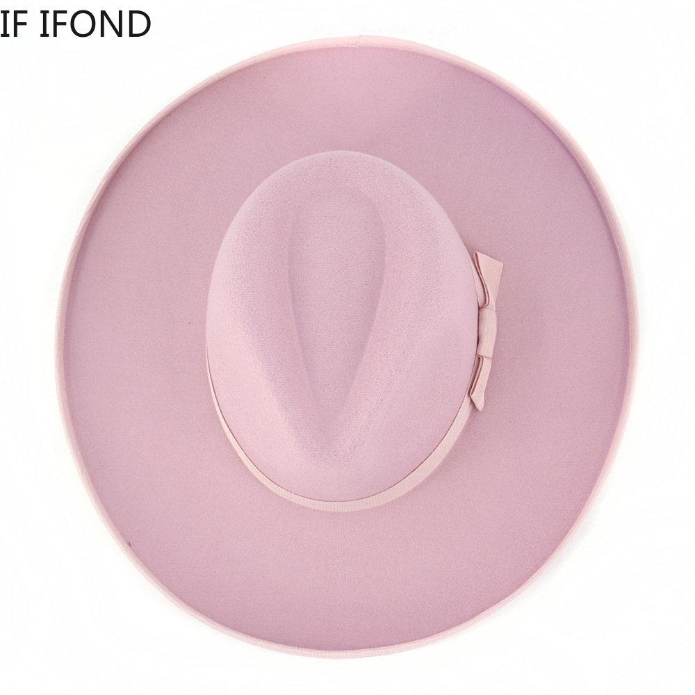 Neuestes Design Fedora Hut für Frauen Fascinator Rosa Hochzeitsdekoration Kirchenhüte Winter Wolle Panama Jazz Cap