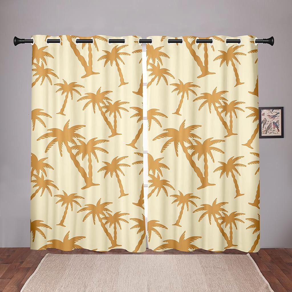 Kokospalmenpflanze Bunte Verdunklungsvorhänge für Kinder Kinderzimmer Wohnzimmer Schlafzimmer Badezimmer Küche Tür 2 Stück Haken