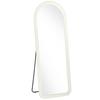 Arched Floor Mirror, 160 x 60 cm, Freestanding or Wall-Mounted, Velvet Frame, Tempered Glass, Cream