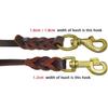 Guia de Couro Genuíno para Cães de 1,2-2,6m com Gancho de Cobre Trançada Resistente para Treino de Cães de Estimação Grandes Médios Pitbull