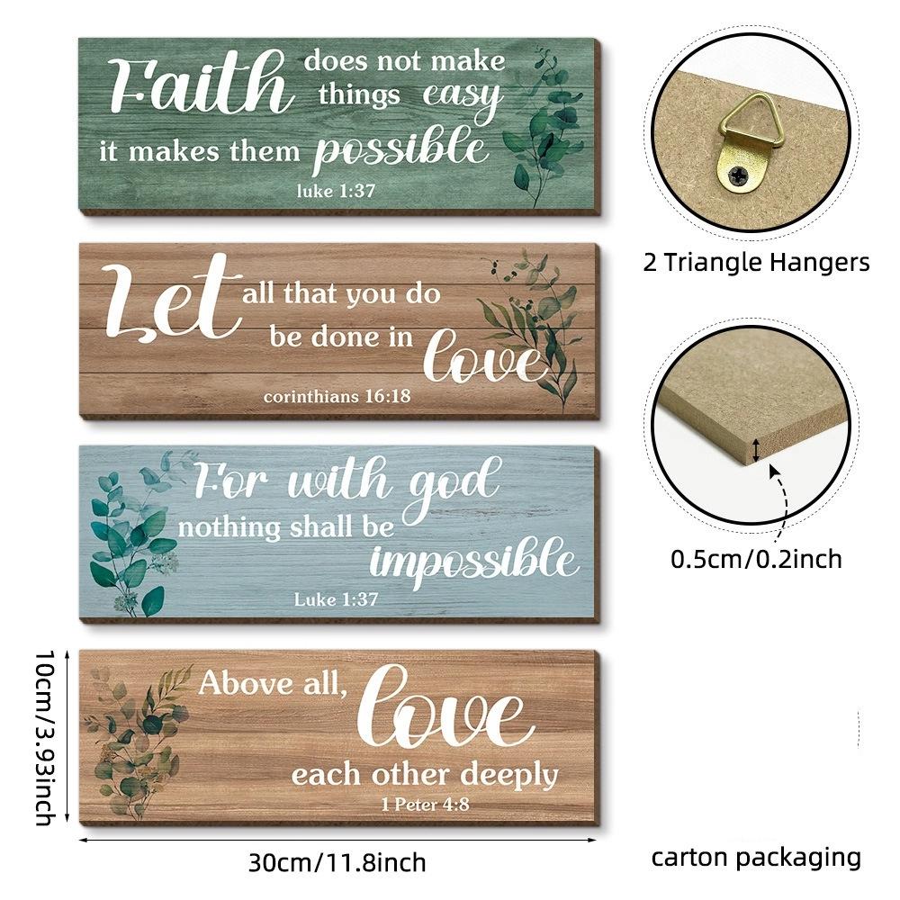 Modern Letters Plants Hanging Sign Wooden Wall Decor Paintings Floral Wall Art Room Decor