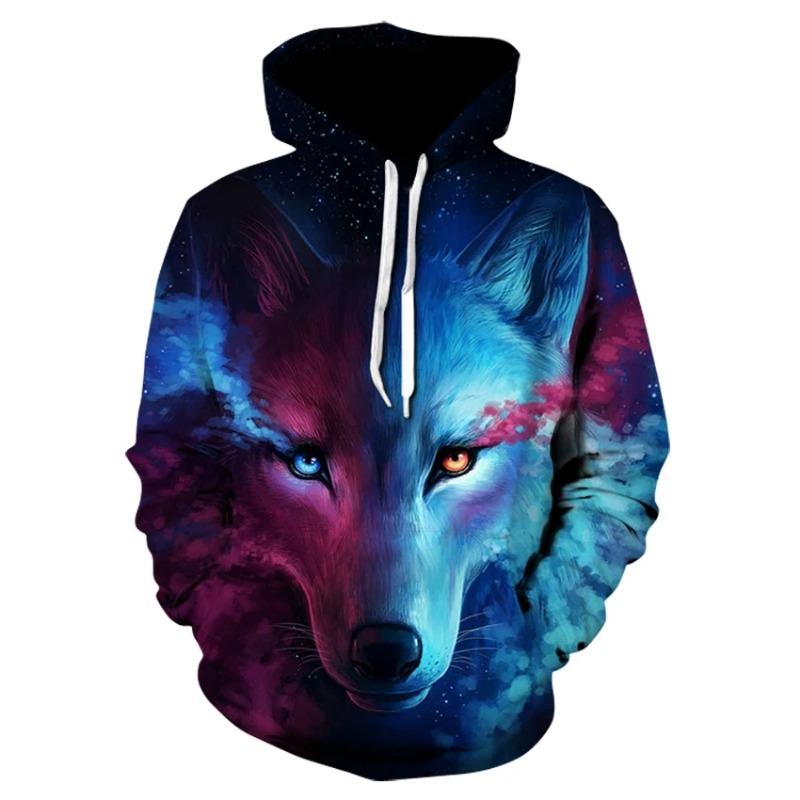 Autumn and Winter New Personalized Hoodie Animal Wolf 3D Men's Hoodie Designer Men's High Quality Hoodie