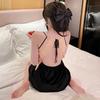 Sexy pajamas women's autumn and winter golden velvet long-sleeved suit sexy v tie chest pad suspender nightdress robe two-piece set
